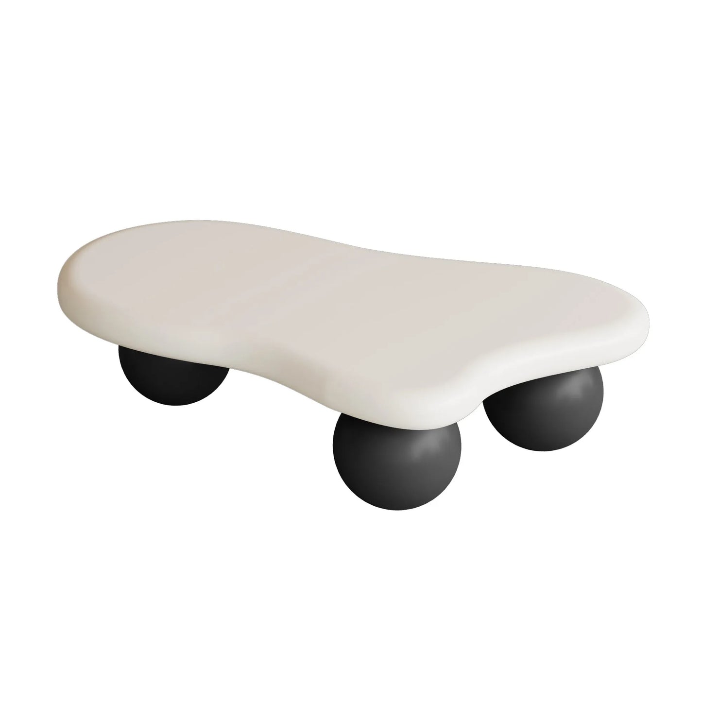 40-Inch Cloud-Shaped MDF Coffee Table – White Top / Black Legs – view 6