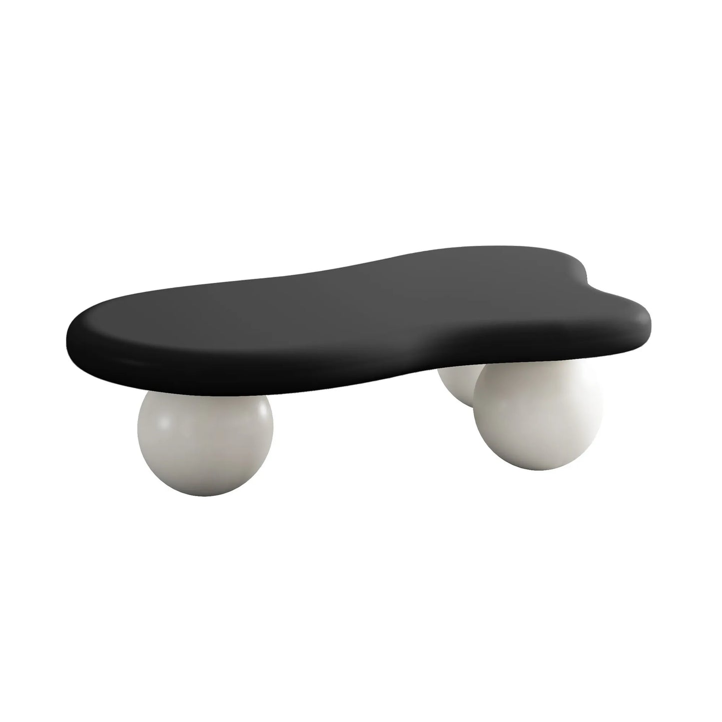 40-Inch Cloud-Shaped MDF Coffee Table – Black Top / White Legs – view 6