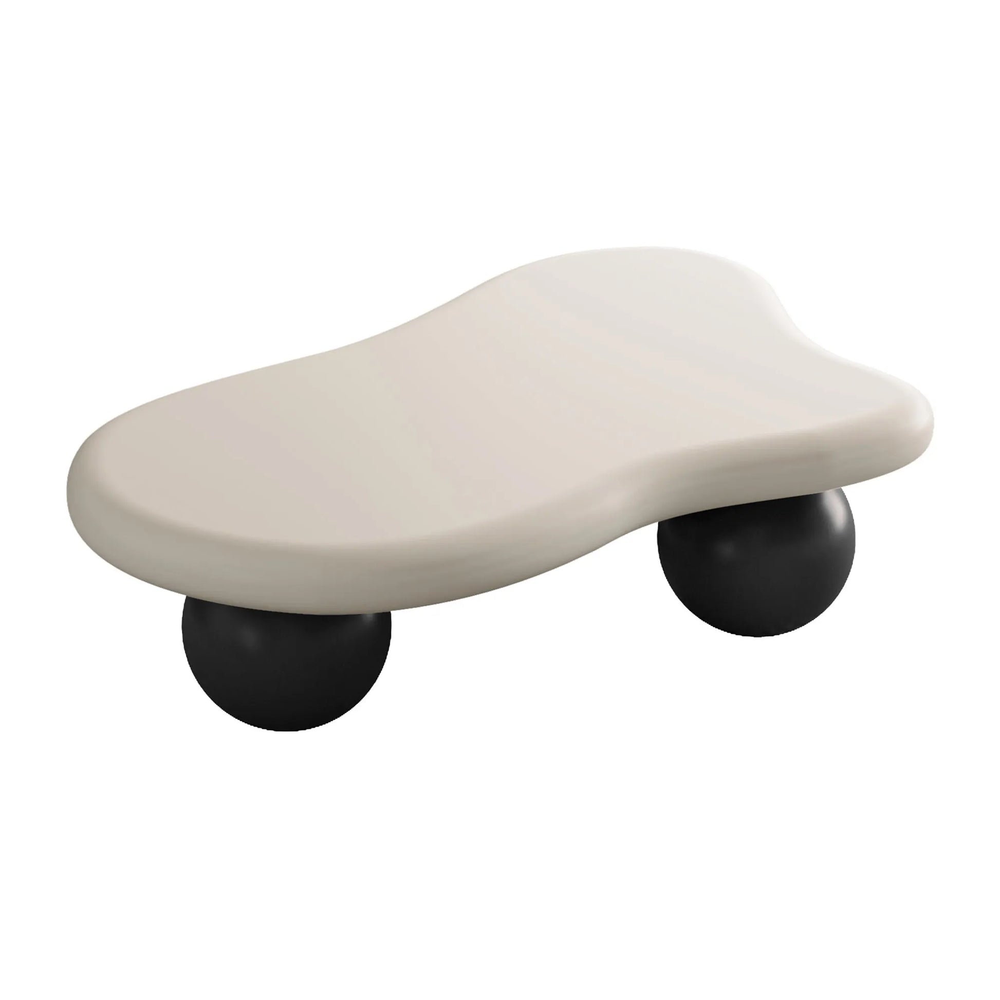 40-Inch Cloud-Shaped MDF Coffee Table – White Top / Black Legs – view 7