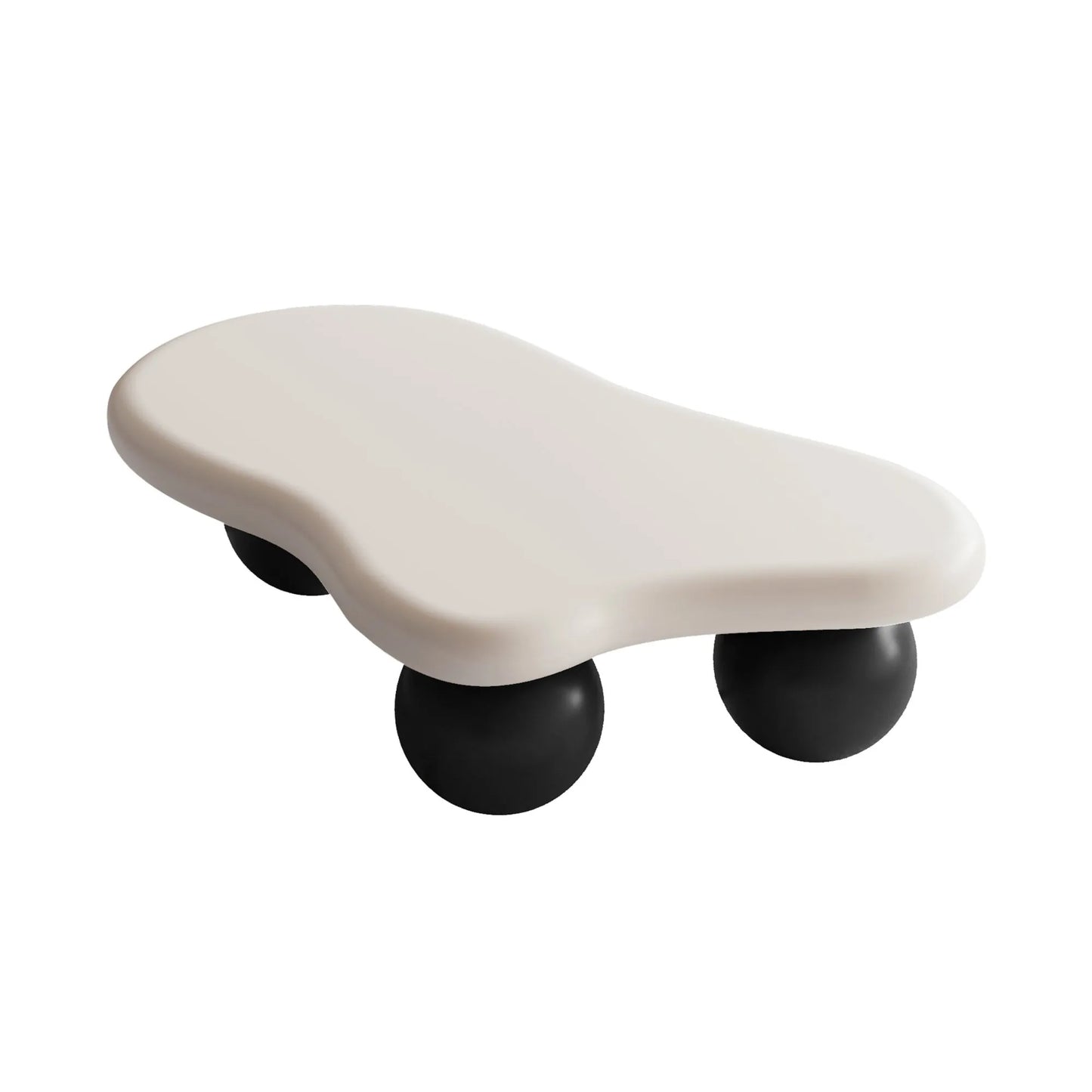 40-Inch Cloud-Shaped MDF Coffee Table – White Top / Black Legs – view 8