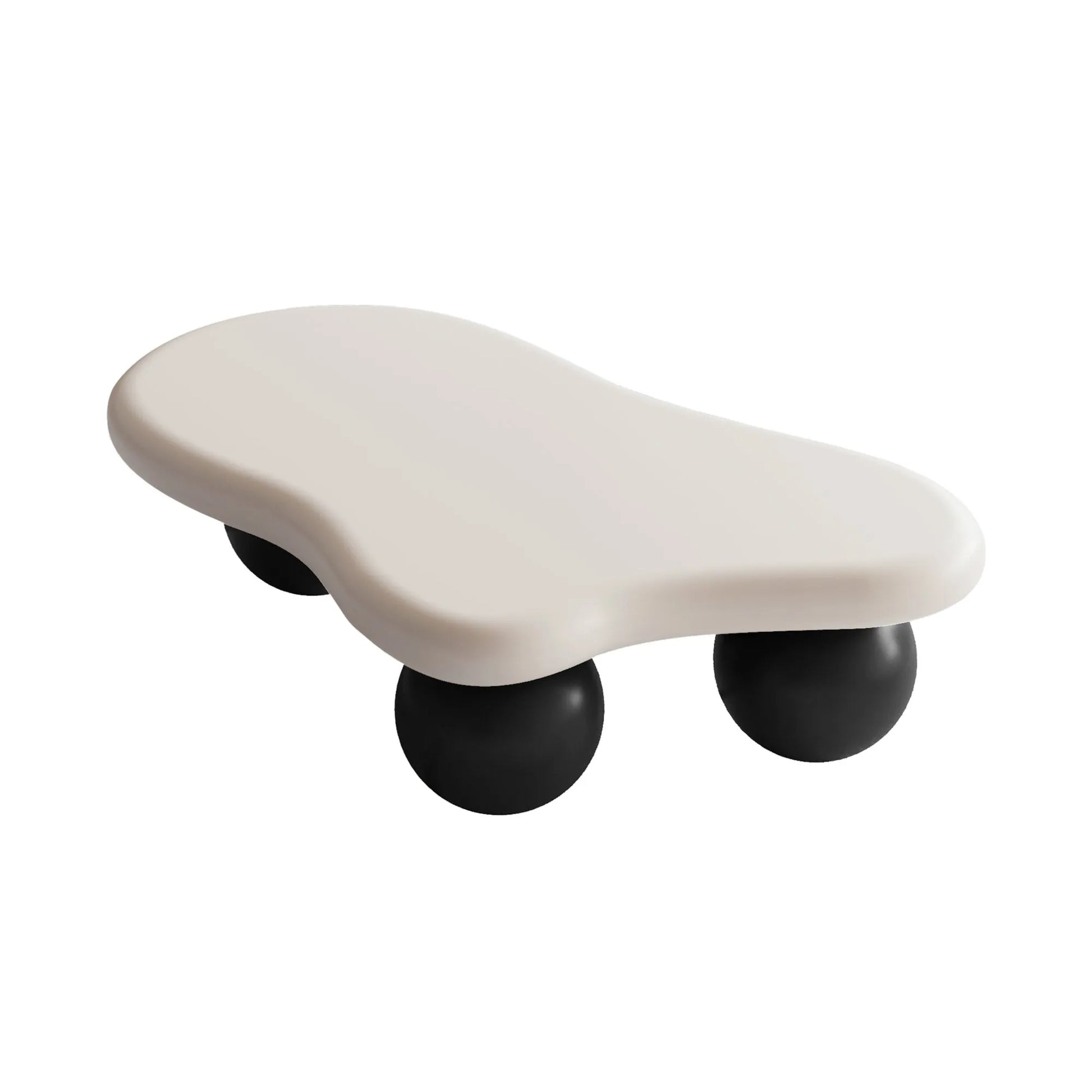 40-Inch Cloud-Shaped MDF Coffee Table – White Top / Black Legs – view 8
