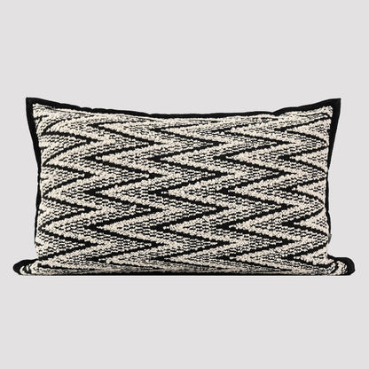 Black and white lumbar herringbone cushion