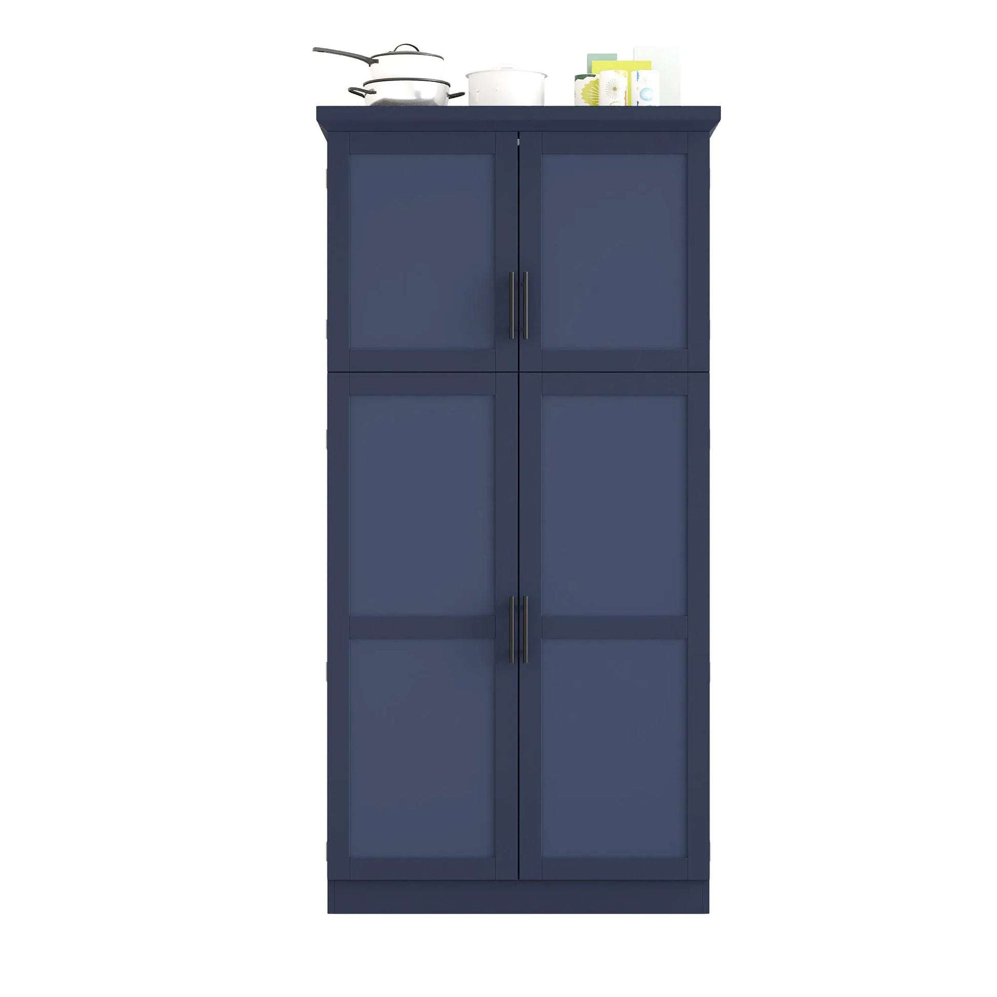 70.9-Inch Freestanding Kitchen Pantry Cabinet with Pull-Out Trays – Blue – view 10