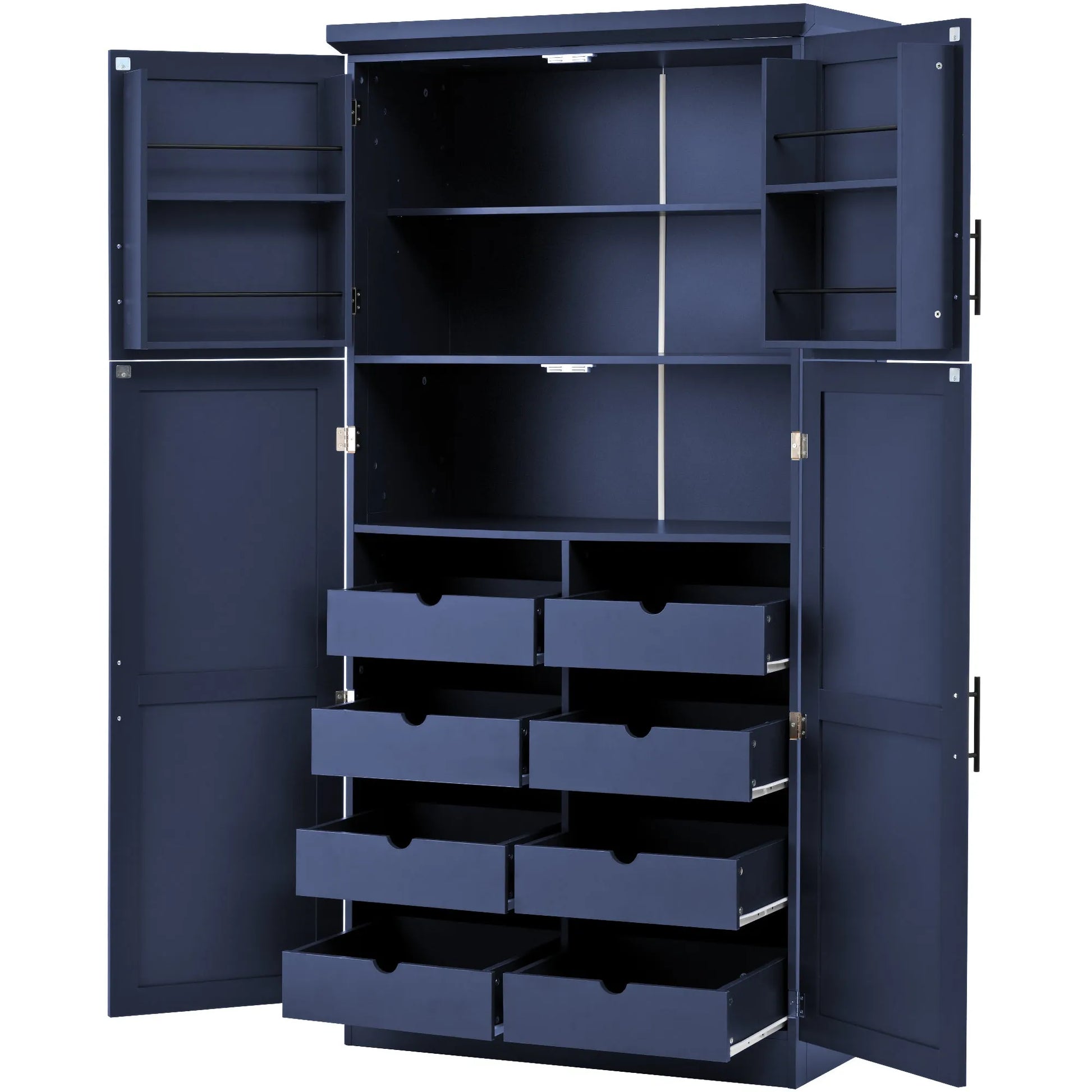 70.9-Inch Freestanding Kitchen Pantry Cabinet with Pull-Out Trays – Blue – view 11