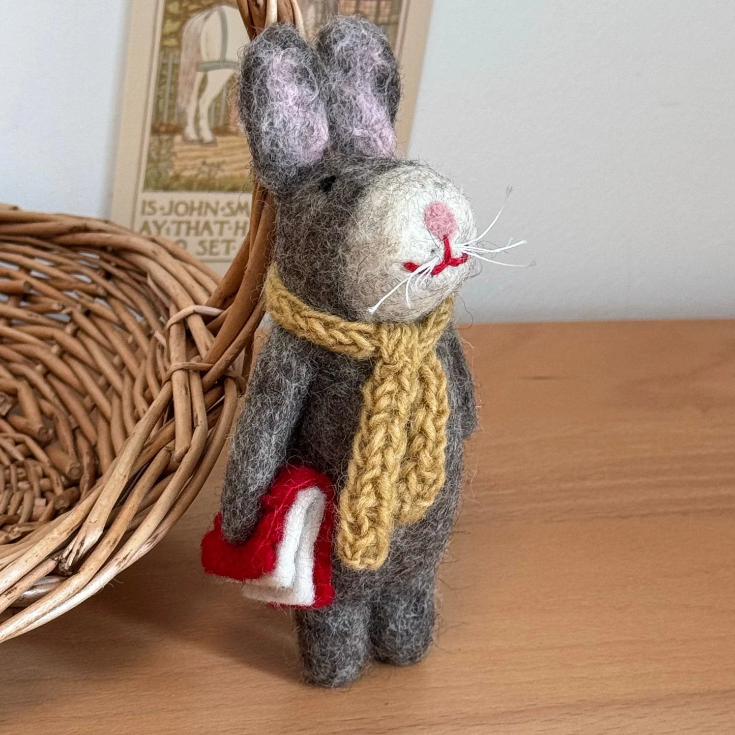 Book Rabbit handmade wool felt keychain and bag charm