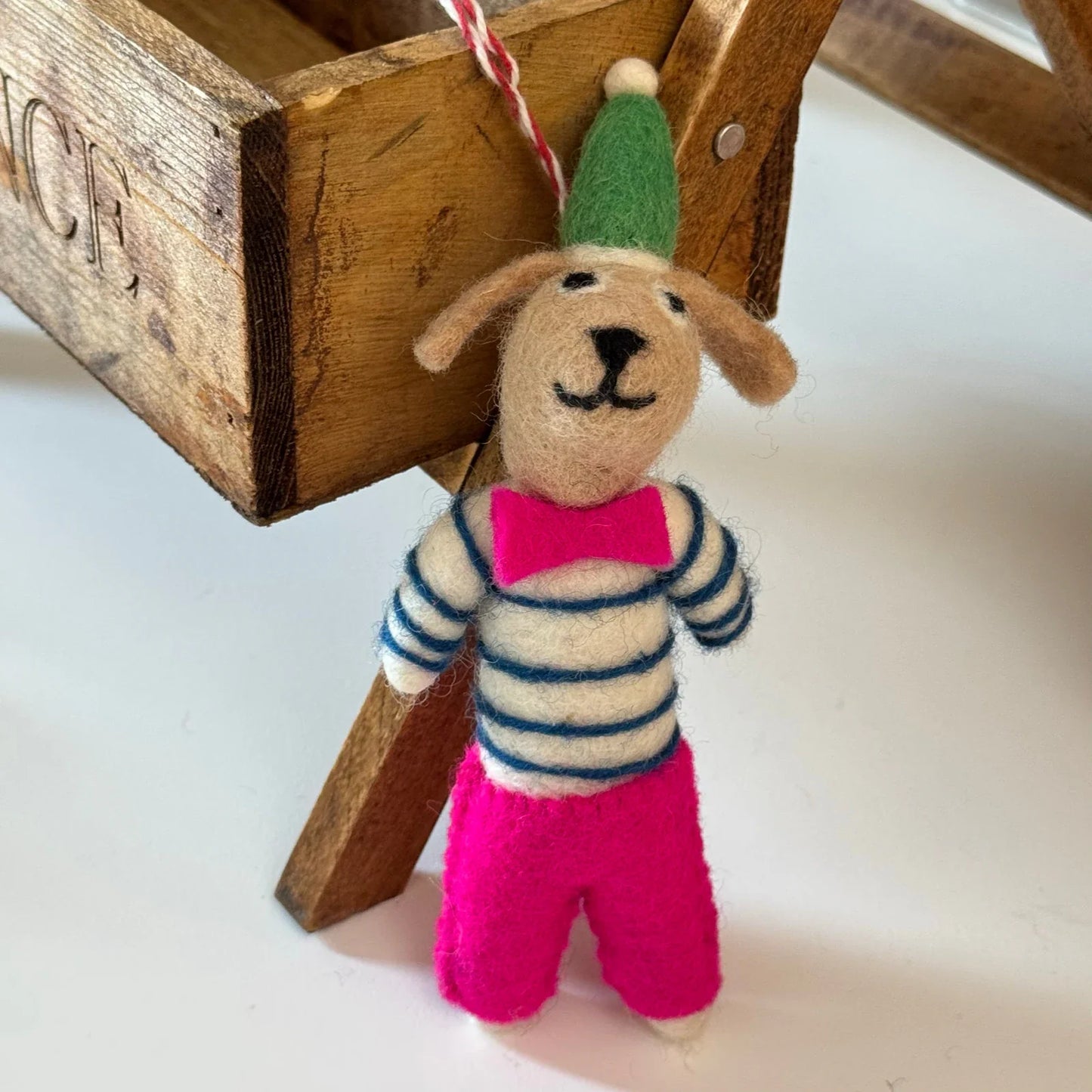 Bow-Tie Puppy handmade wool felt keychain and bag charm