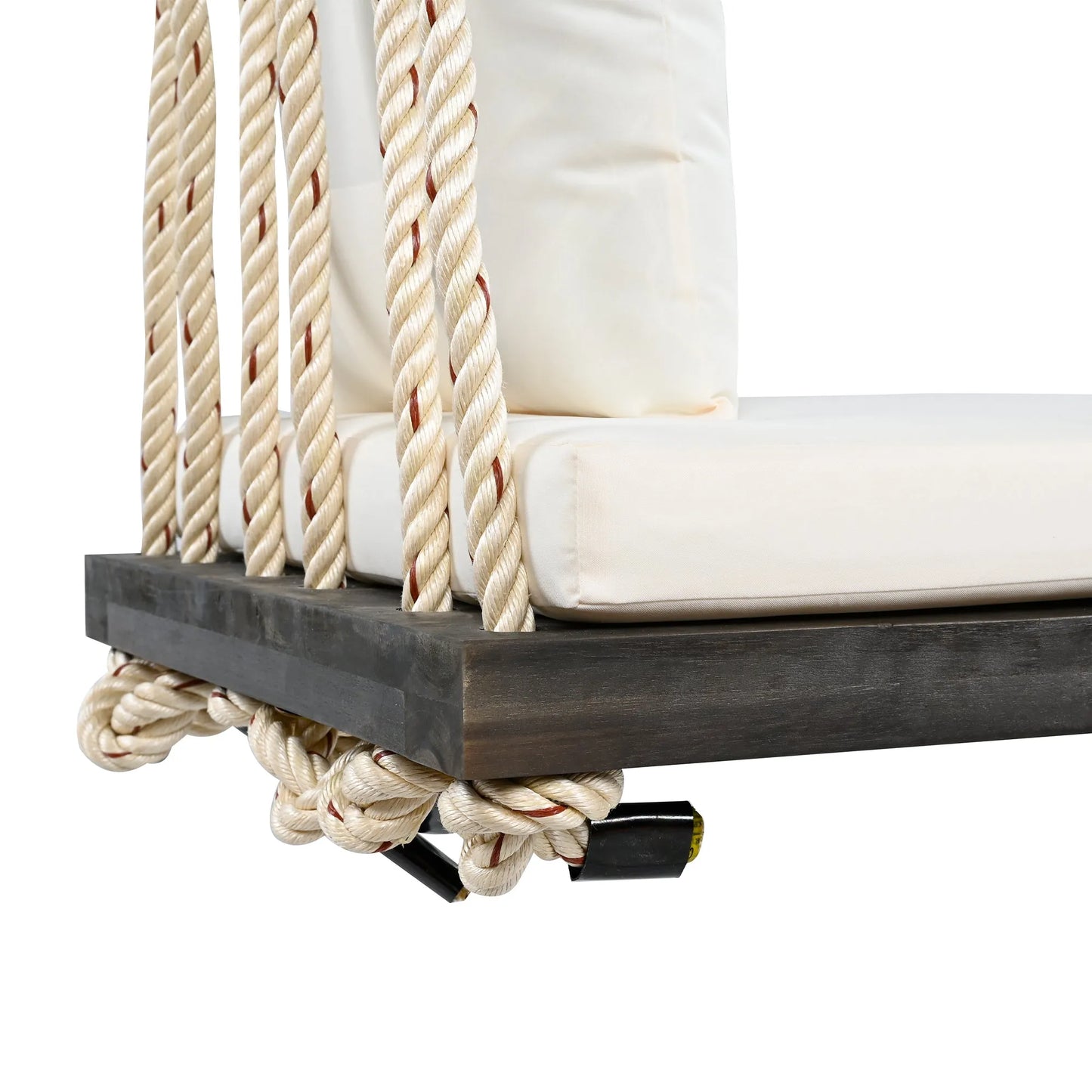 Acacia Wood Porch Swing Bench with Cushions – Brown – view 7