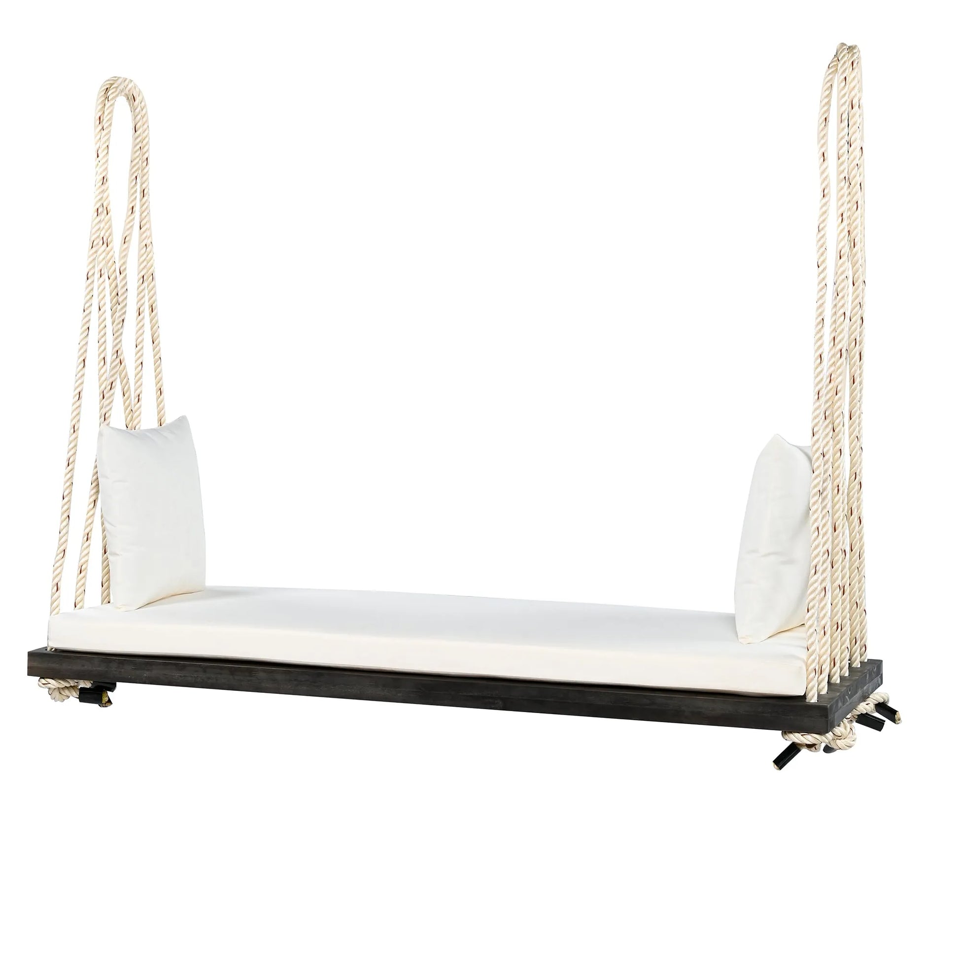 Acacia Wood Porch Swing Bench with Cushions – Brown – view 9