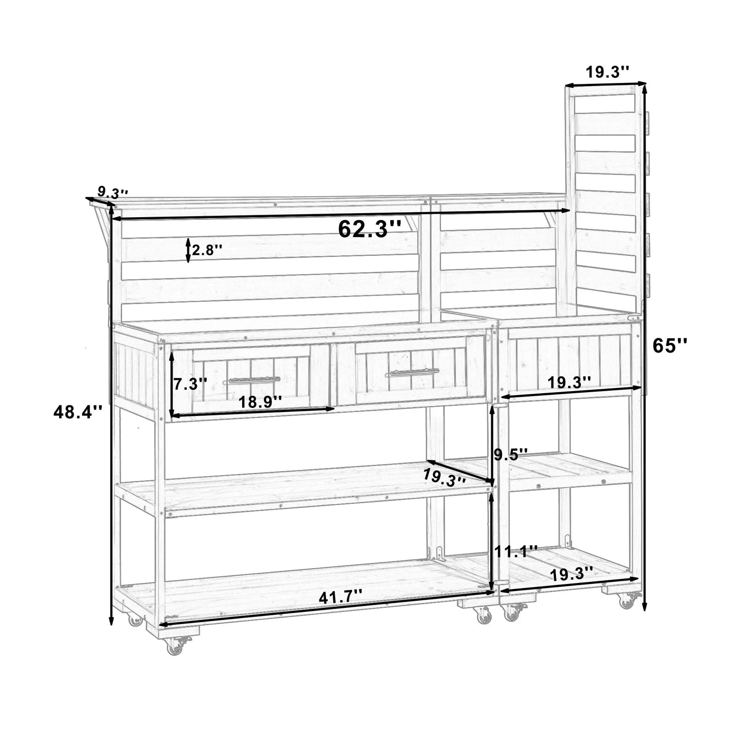 62.3-Inch Outdoor Kitchen Island with Stainless-Steel Top – Brown – view 11