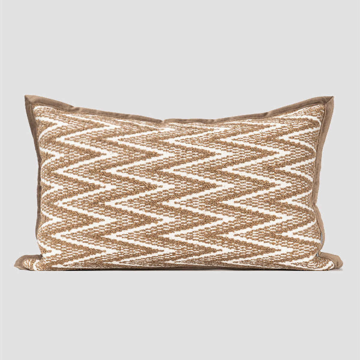 Brown lumbar herringbone cushion