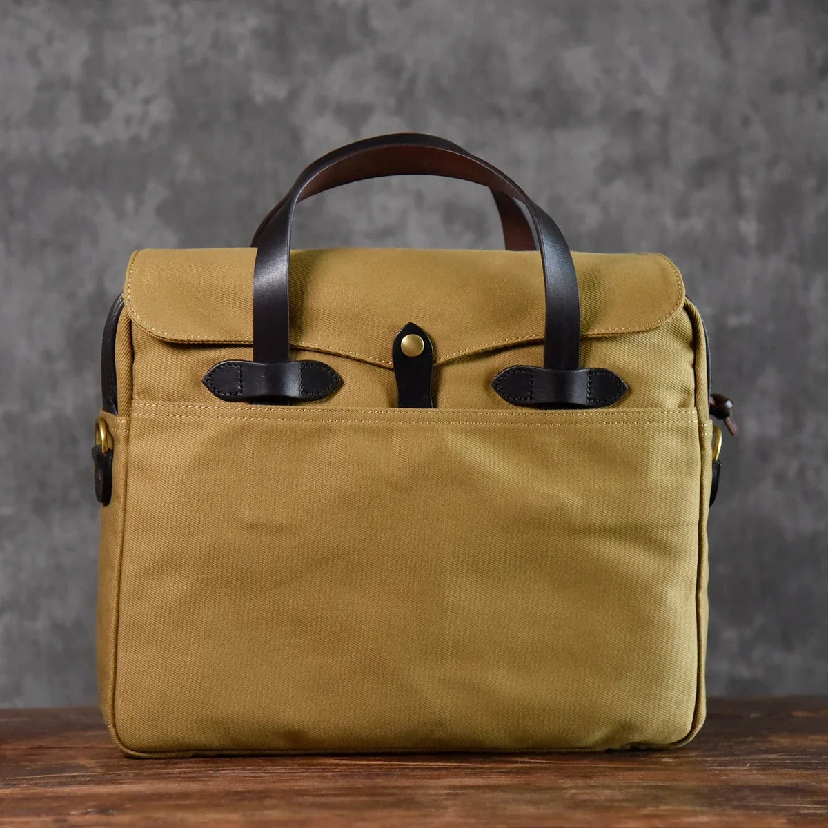 Brown oil-waxed canvas briefcase