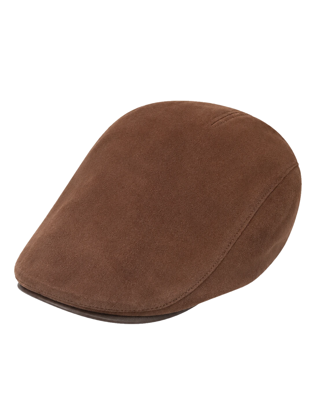 Mocha Brown genuine sheepskin leather newsboy cap, front product view