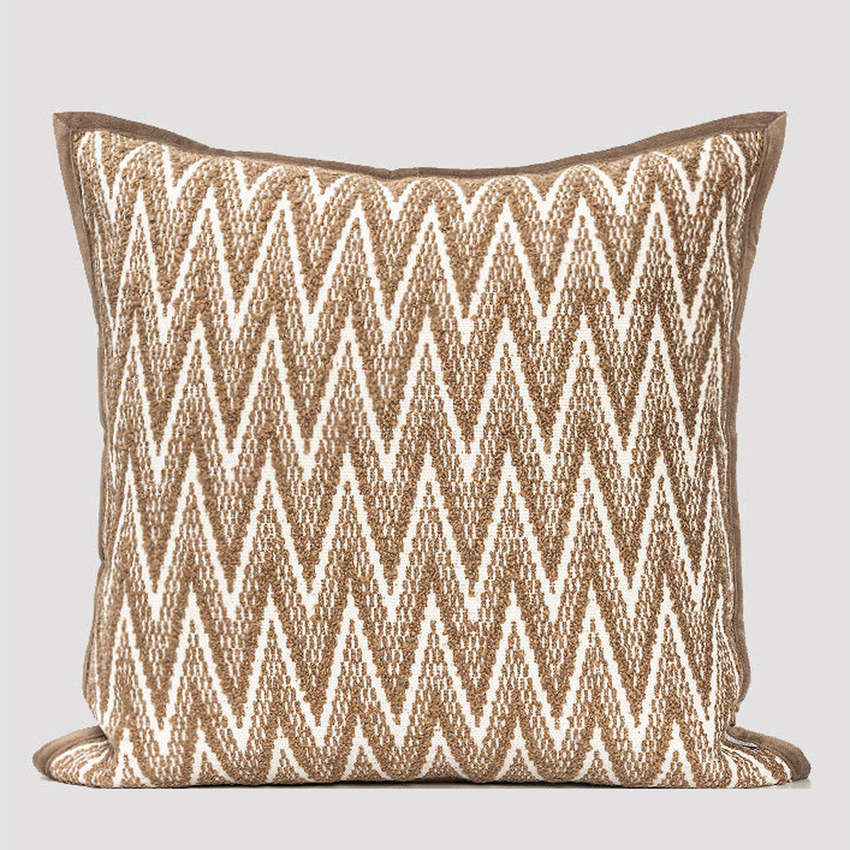 Brown square herringbone cushion
