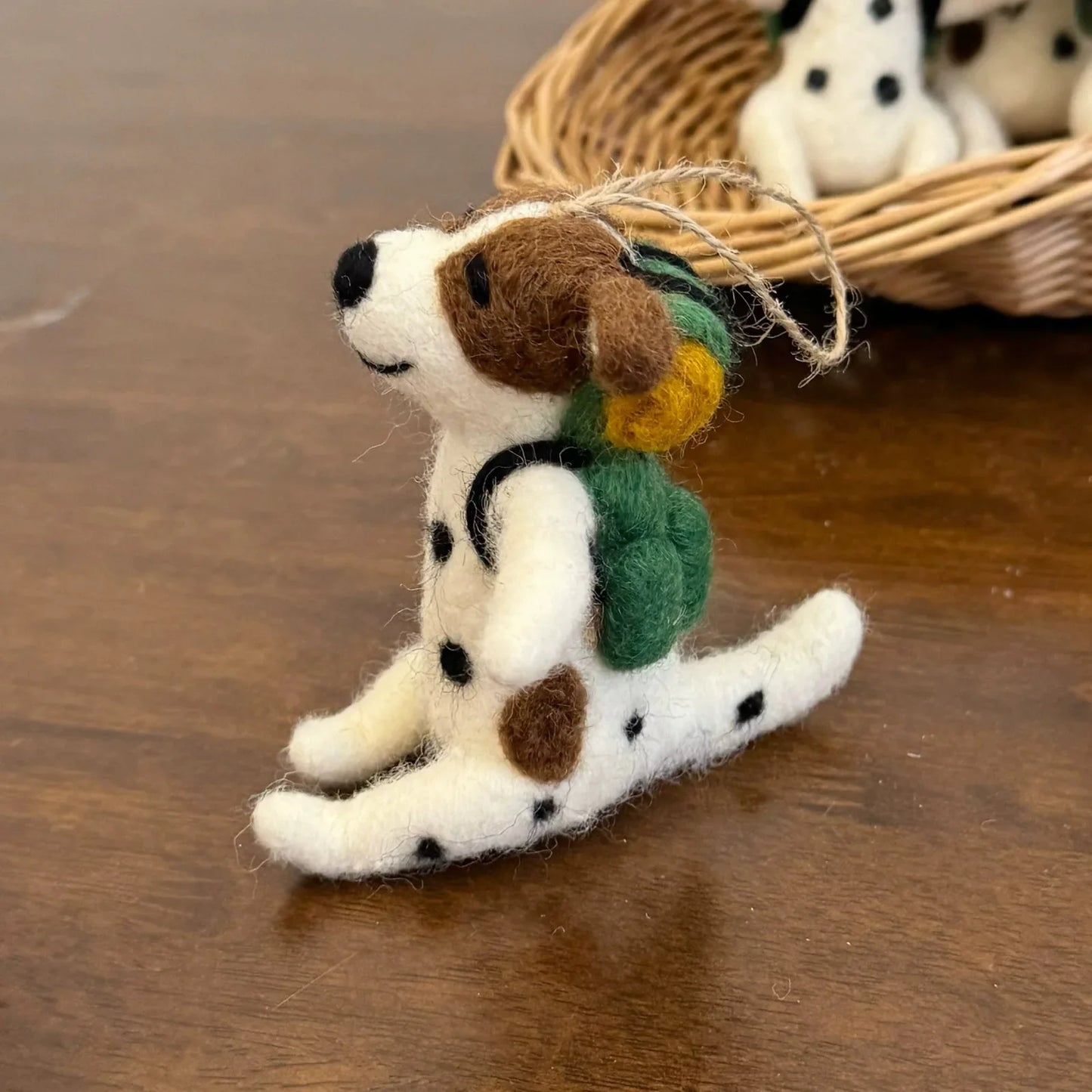 Camping Backpack Dog handmade wool felt ornament