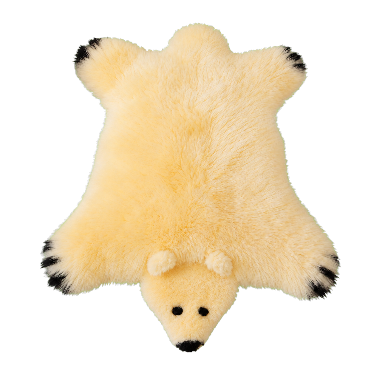 Beige Bear genuine Australian wool animal-shaped rug on transparent background