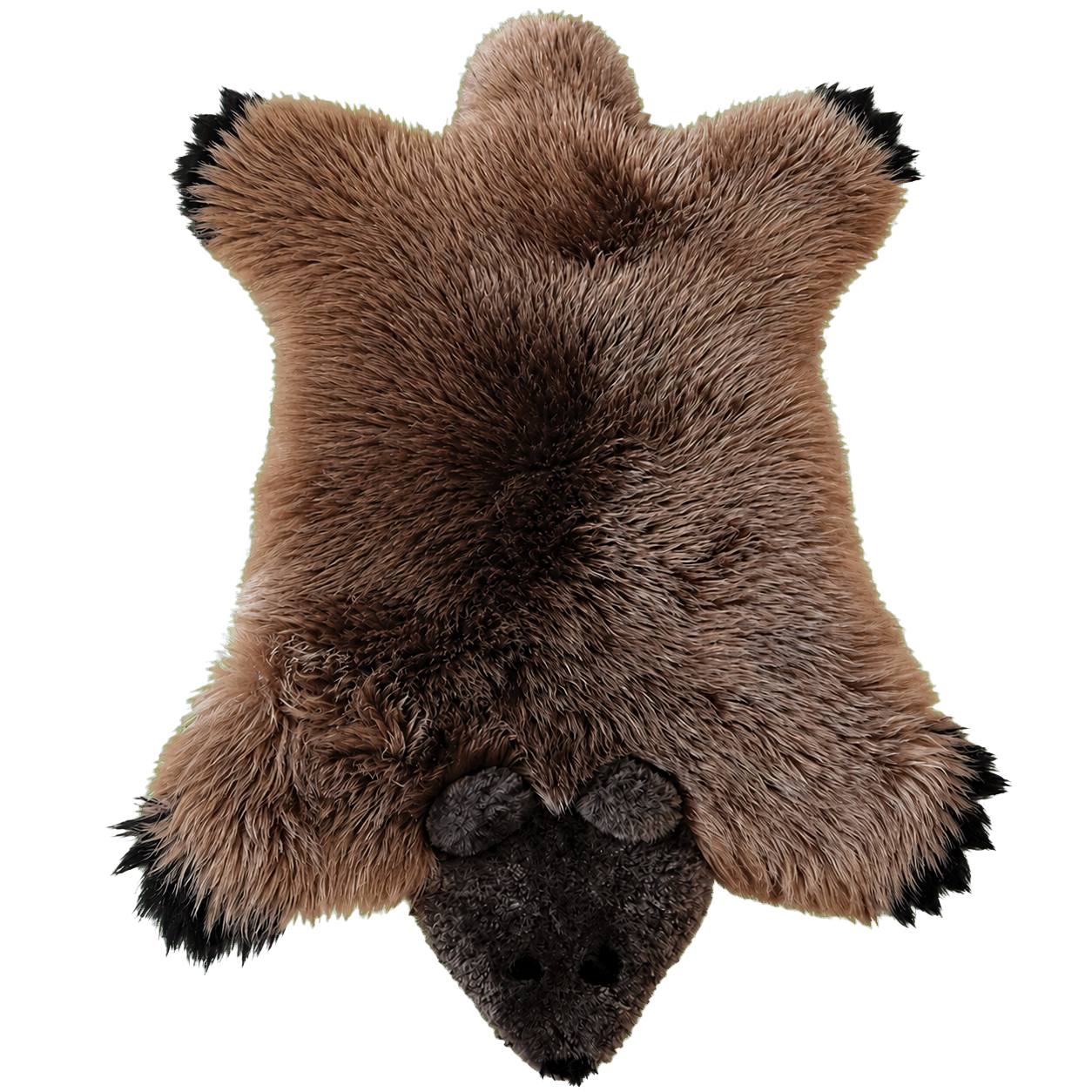Brown Bear genuine Australian wool animal-shaped rug on transparent background