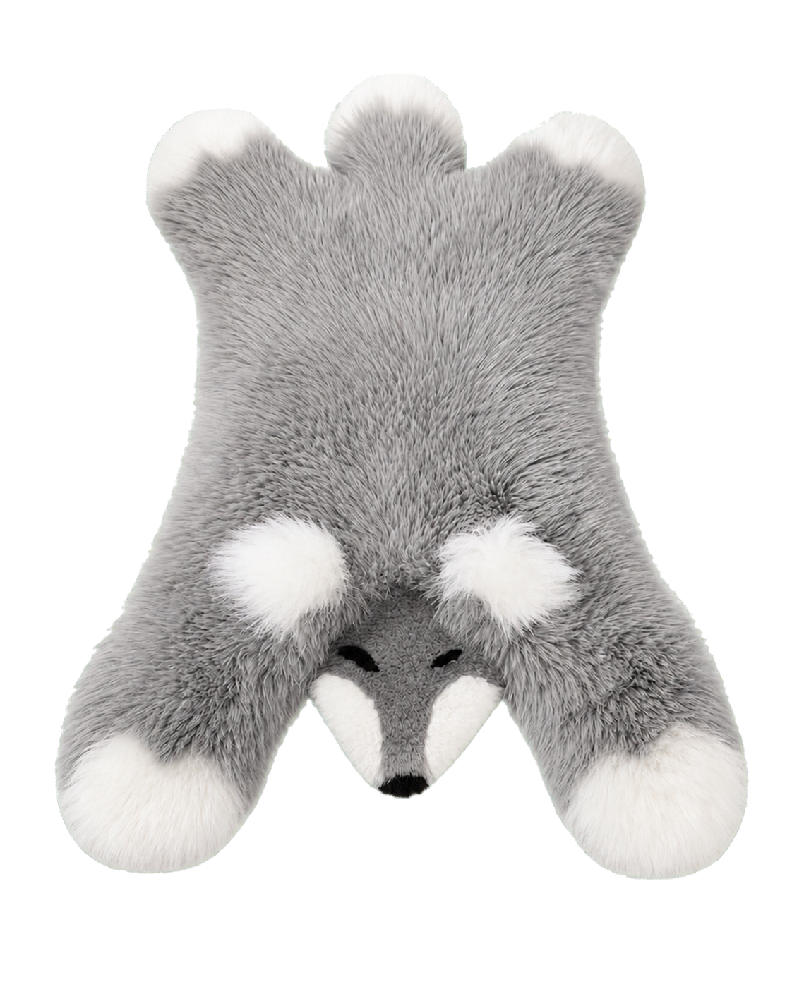 Gray Fox genuine Australian wool animal-shaped rug on transparent background