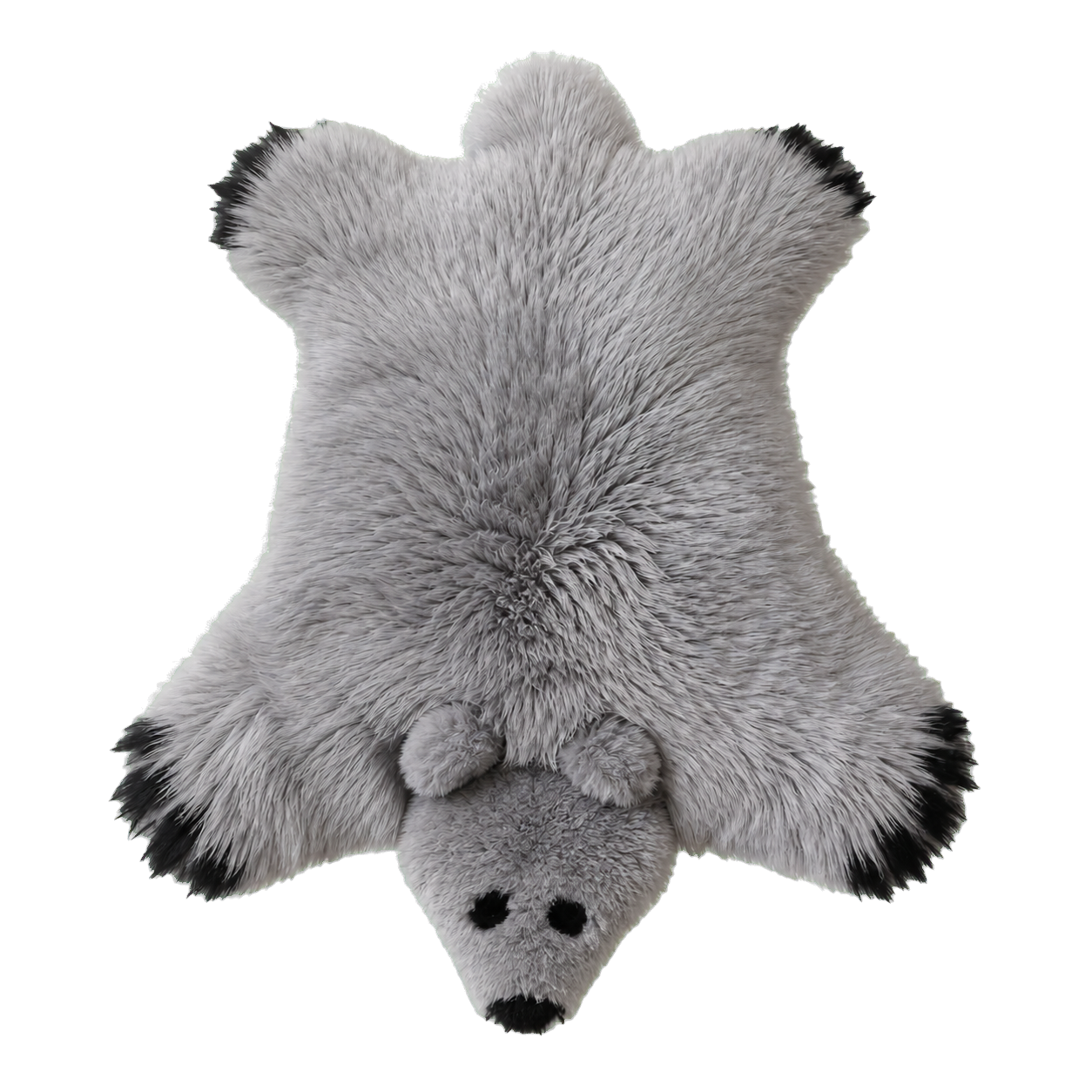 Grizzly Bear genuine Australian wool animal-shaped rug on transparent background