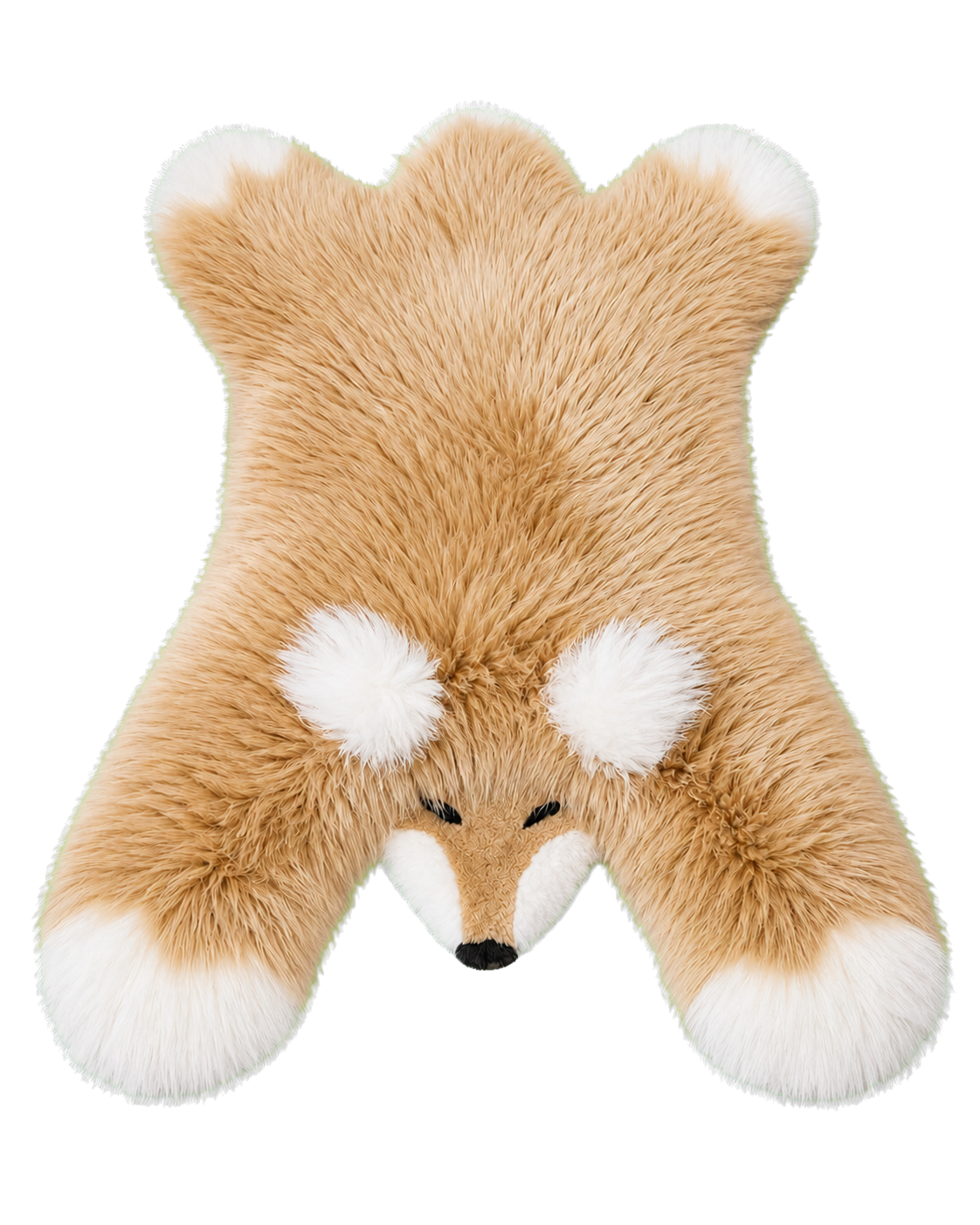 Light Brown Fox genuine Australian wool animal-shaped rug on transparent background