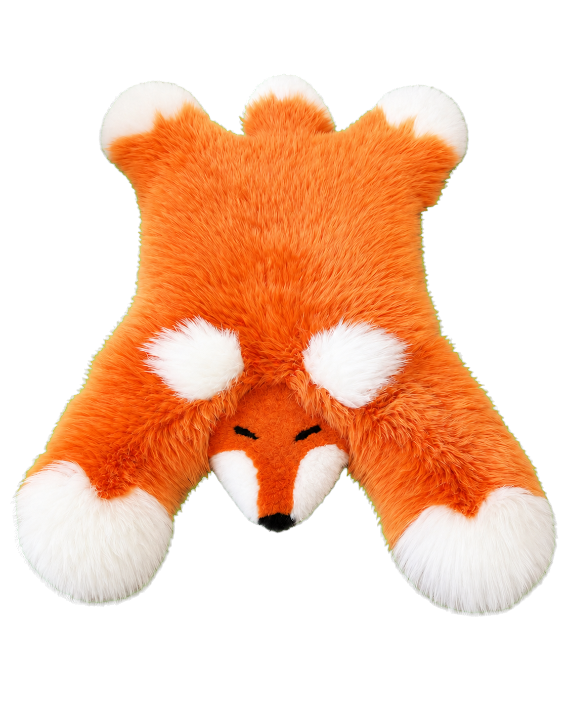 Orange Fox genuine Australian wool animal-shaped rug on transparent background