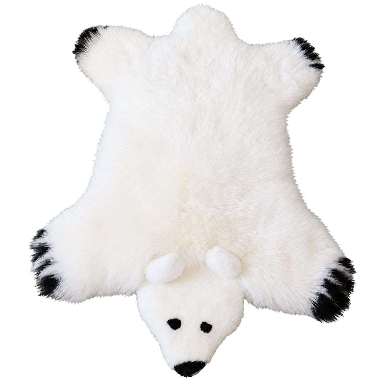 White Bear genuine Australian wool animal-shaped rug on transparent background