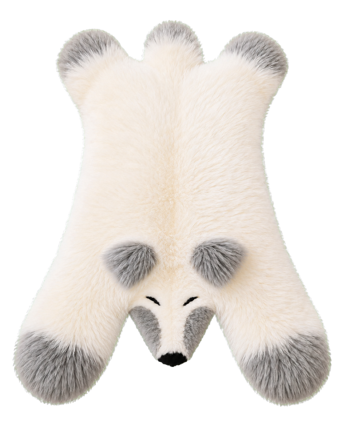 White Fox genuine Australian wool animal-shaped rug on transparent background