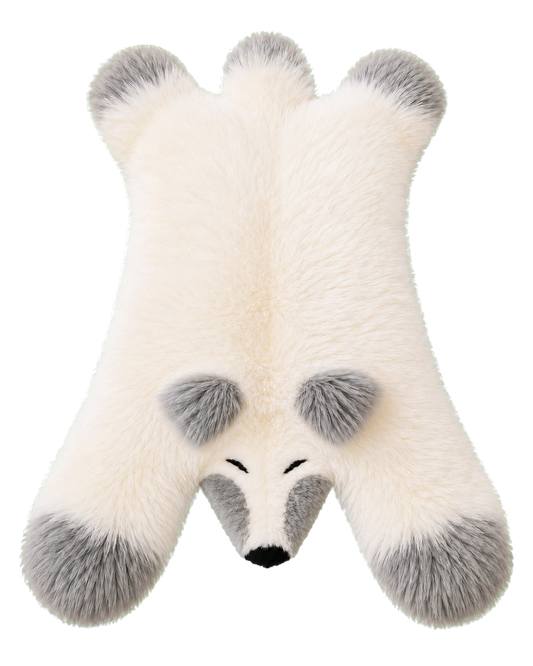 White Fox genuine Australian wool animal-shaped rug on transparent background