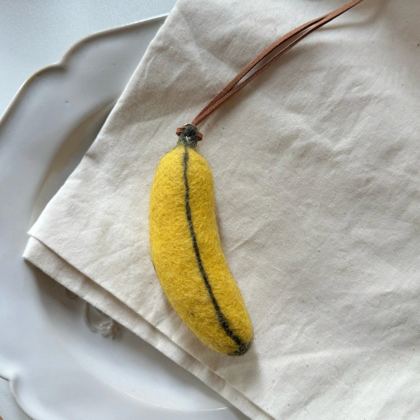 Mini banana wool felt hanging charm