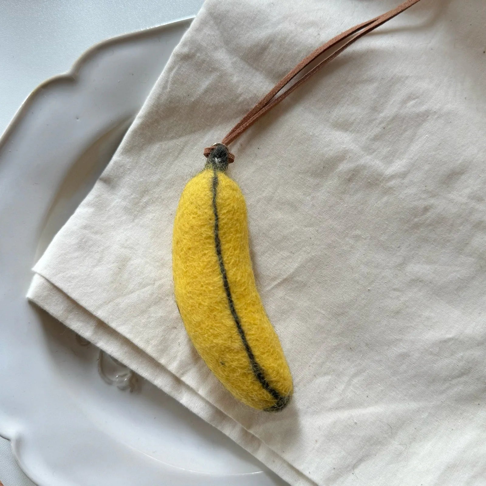 Mini banana wool felt hanging charm