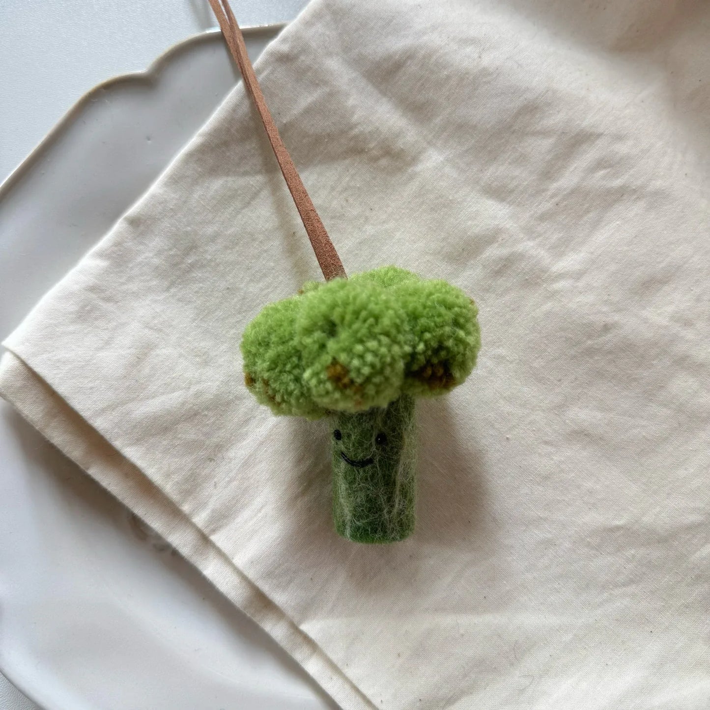 Broccoli wool felt hanging charm