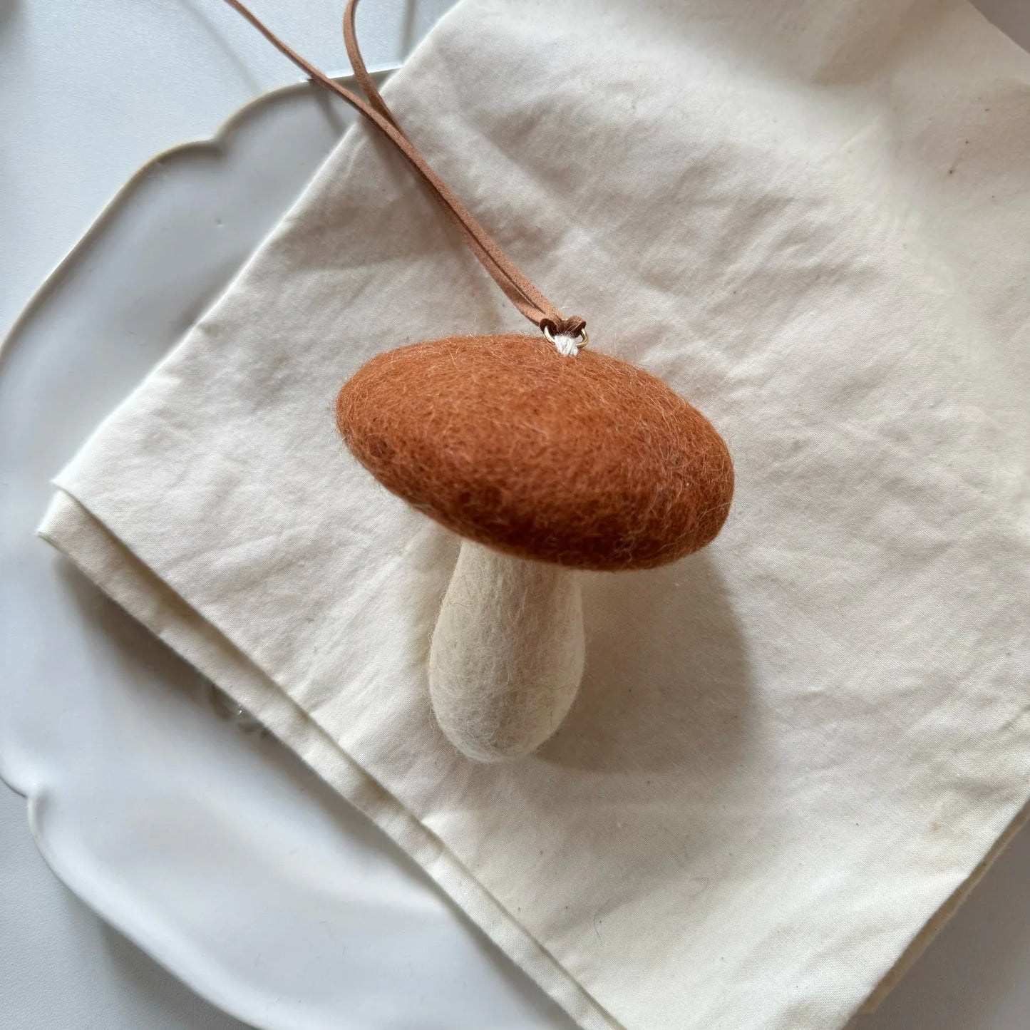 Shiitake mushroom wool felt hanging charm