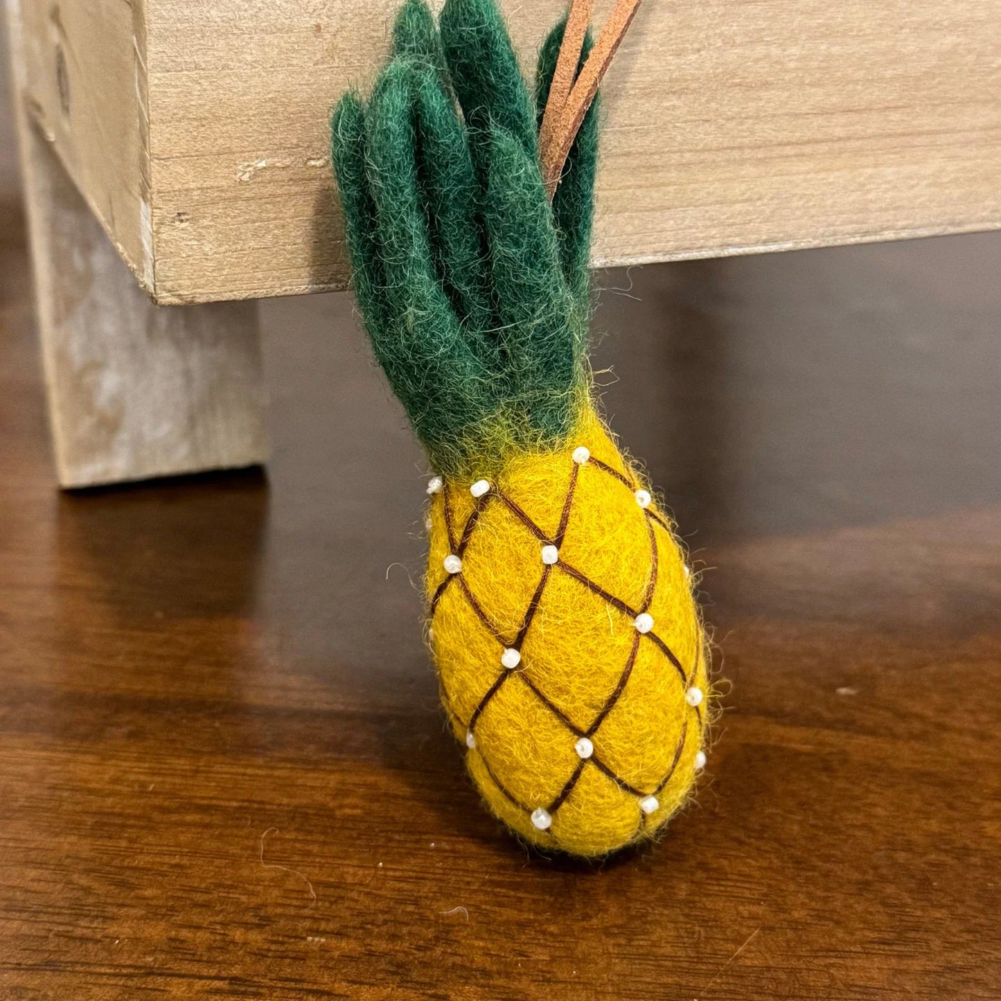 Pineapple wool felt hanging charm