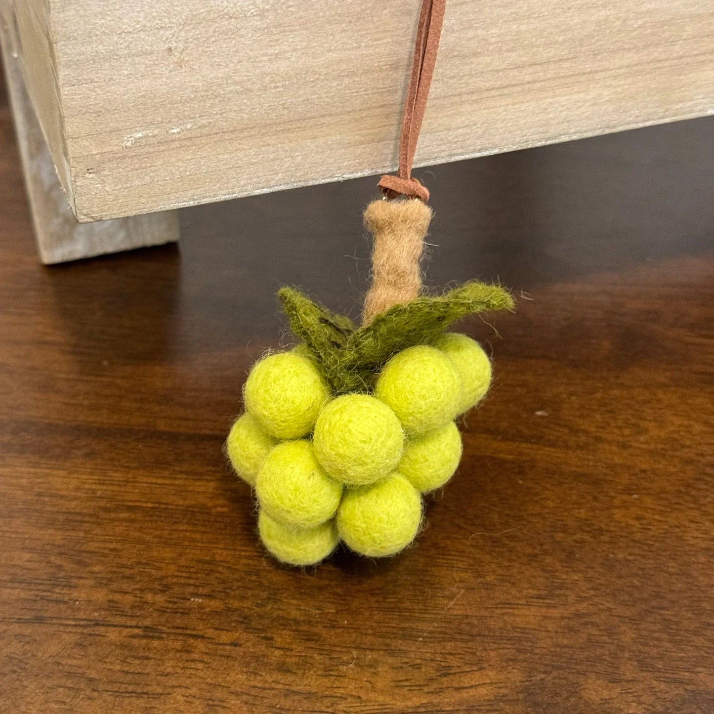 Lime green grape cluster wool felt hanging charm