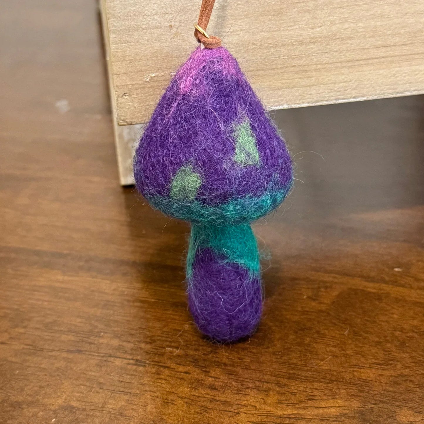 Purple mushroom wool felt hanging charm