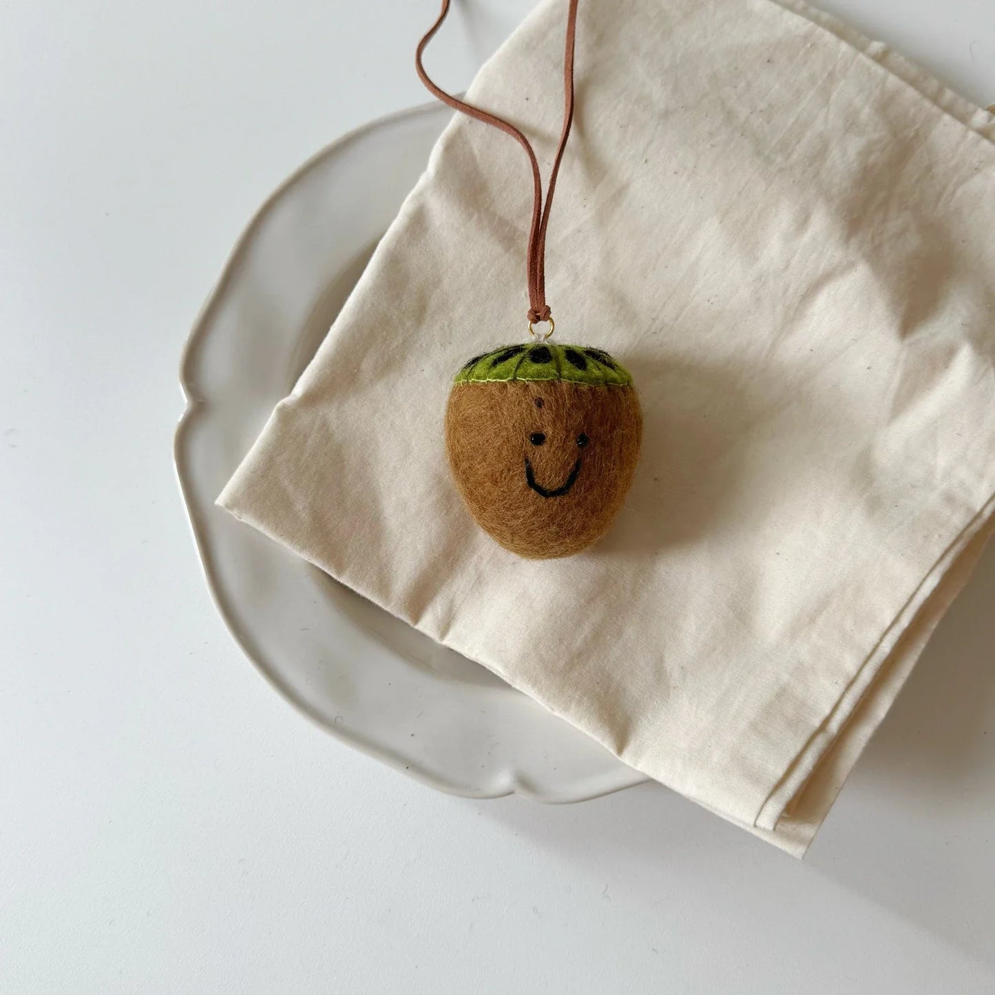 Kiwi fruit wool felt hanging charm