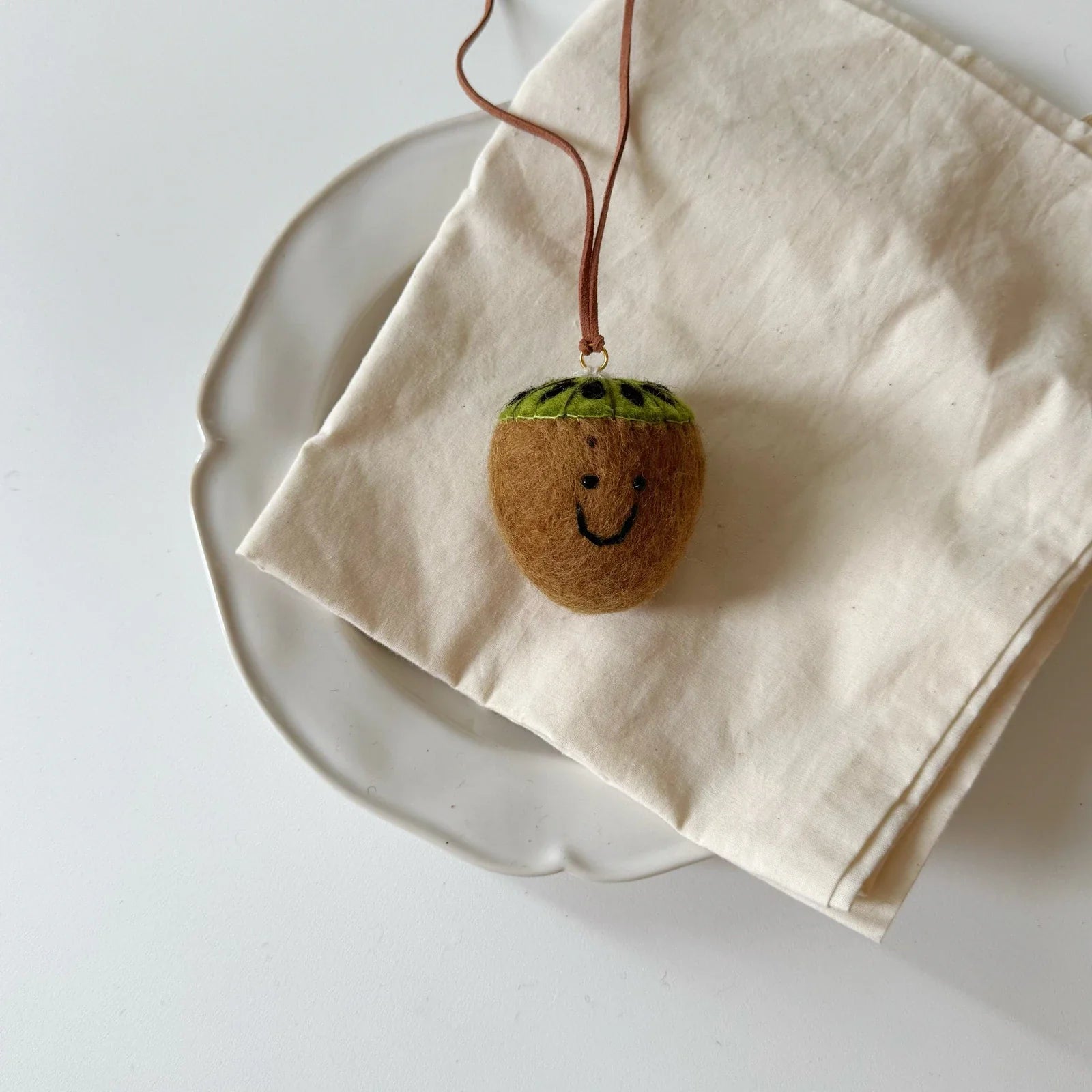 Kiwi fruit wool felt hanging charm