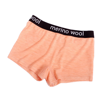 Merino wool boyshorts in heather orange, 80% Merino wool