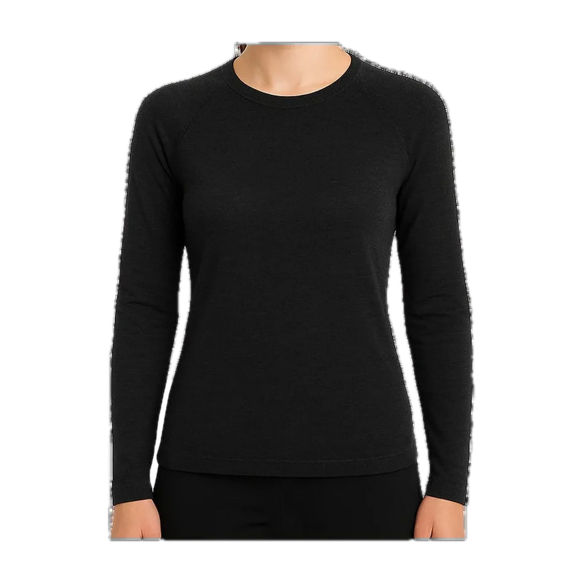 Merino Wool Crew-Neck Base Layer for Outdoor Days in Black · 180 gsm