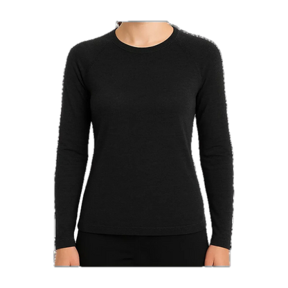 Merino Wool Crew-Neck Base Layer for Outdoor Days in Black · 180 gsm