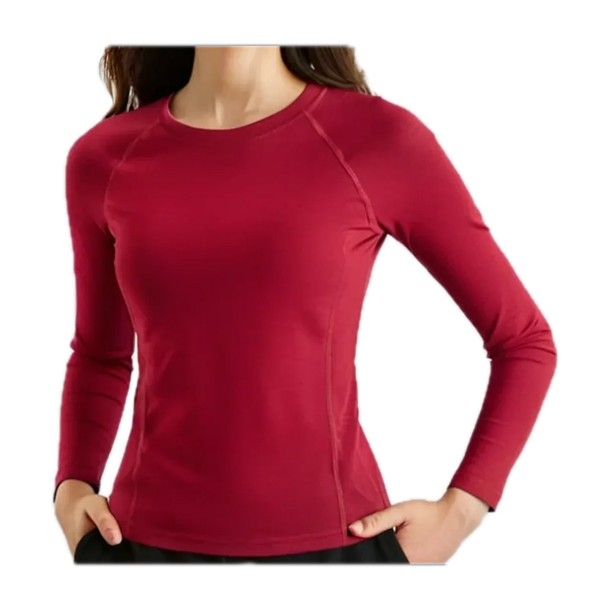 Merino Wool Crew-Neck Base Layer for Outdoor Days in Rose Red · 210 gsm