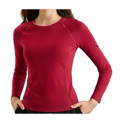 Merino Wool Crew-Neck Base Layer for Outdoor Days in Rose Red · 210 gsm