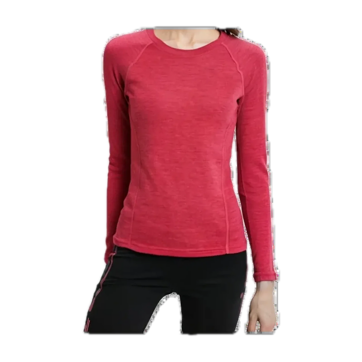 Merino Wool Crew-Neck Base Layer for Outdoor Days in Camellia Red · 210 gsm