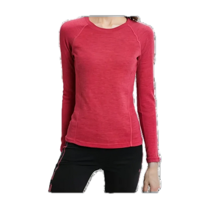 Merino Wool Crew-Neck Base Layer for Outdoor Days in Camellia Red · 210 gsm