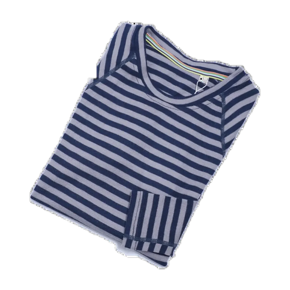 Merino Wool Crew-Neck Base Layer for Outdoor Days in Blue Gray Stripe · 210 gsm