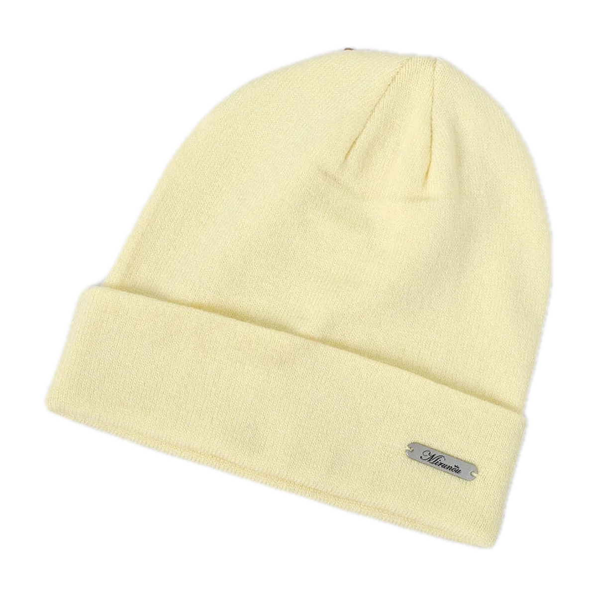 Merino Wool Cuffed Beanie for Trail and Travel in Pale Yellow