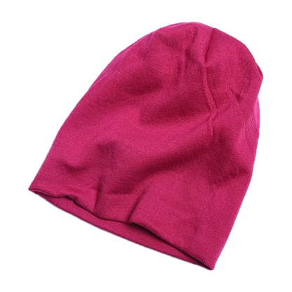Merino Wool Double-Layer Beanie for the Outdoors in Fuchsia · 50% Merino / 50% Cotton