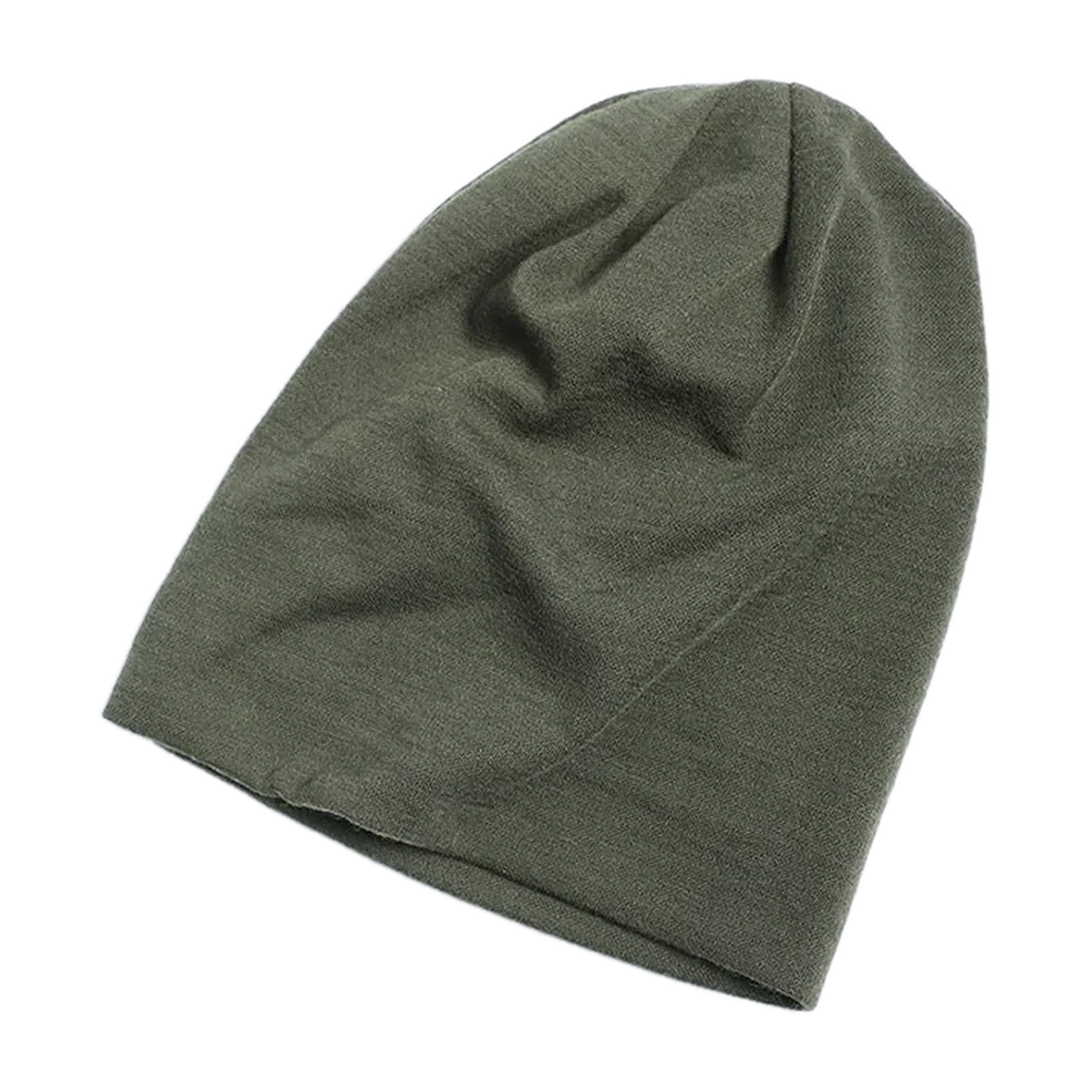 Merino Wool Double-Layer Beanie for the Outdoors in Deep Olive · 50% Merino / 50% Polyester