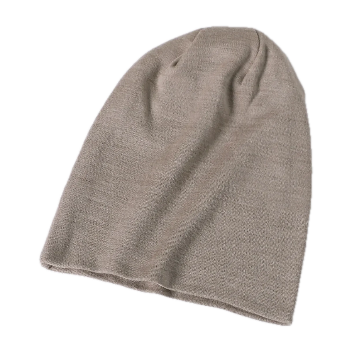 Merino Wool Double-Layer Beanie for the Outdoors in Khaki · 100% Merino