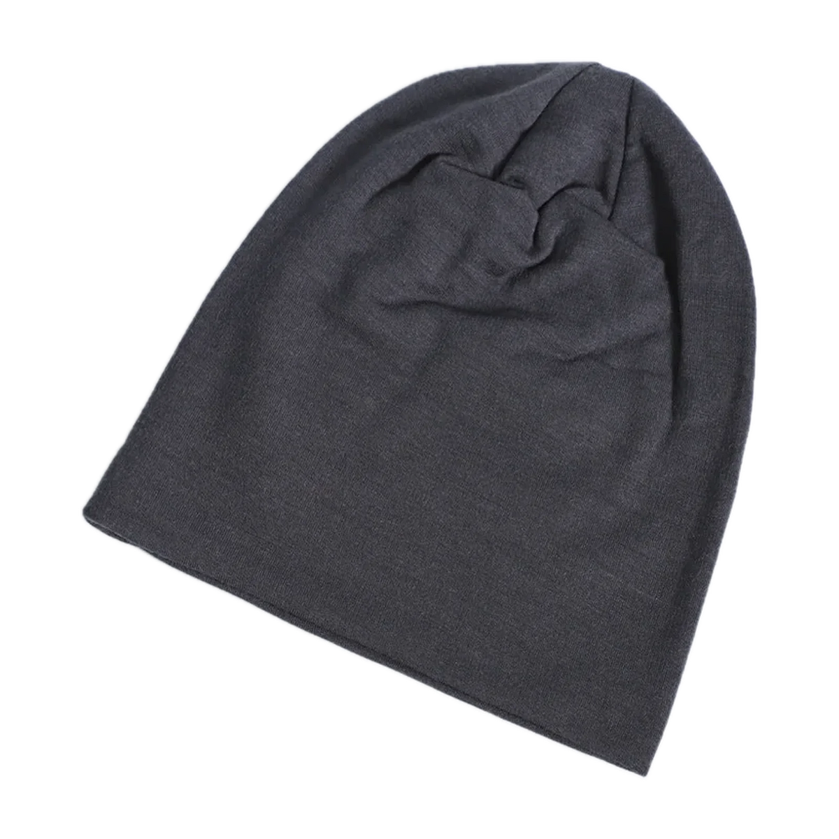 Merino Wool Double-Layer Beanie for the Outdoors in Gray · 100% Merino