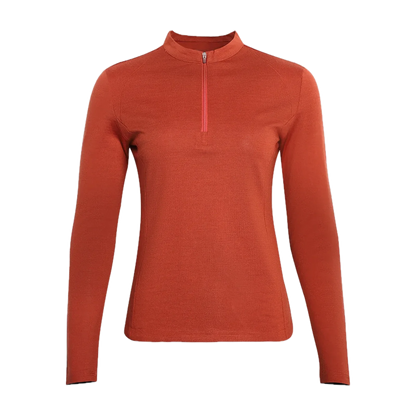 Merino Wool Half-Zip Base Layer for Outdoor Days in Rust · 40% Merino